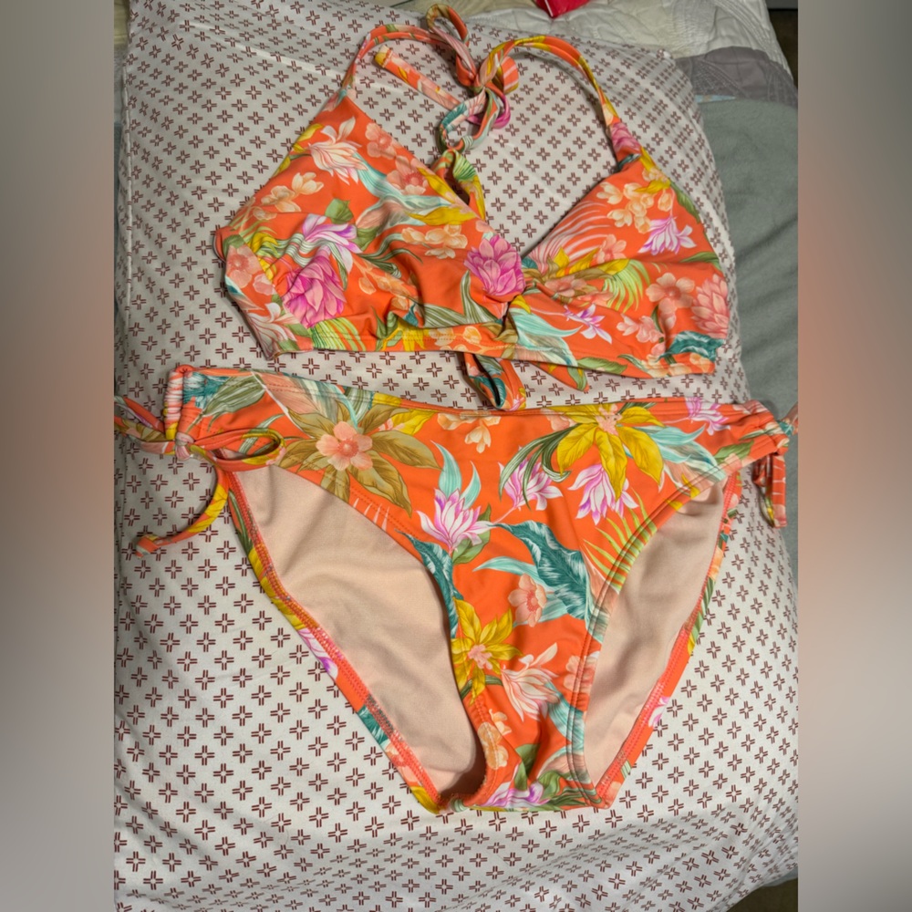 Kona Sol Tropical Orange Bikini Set